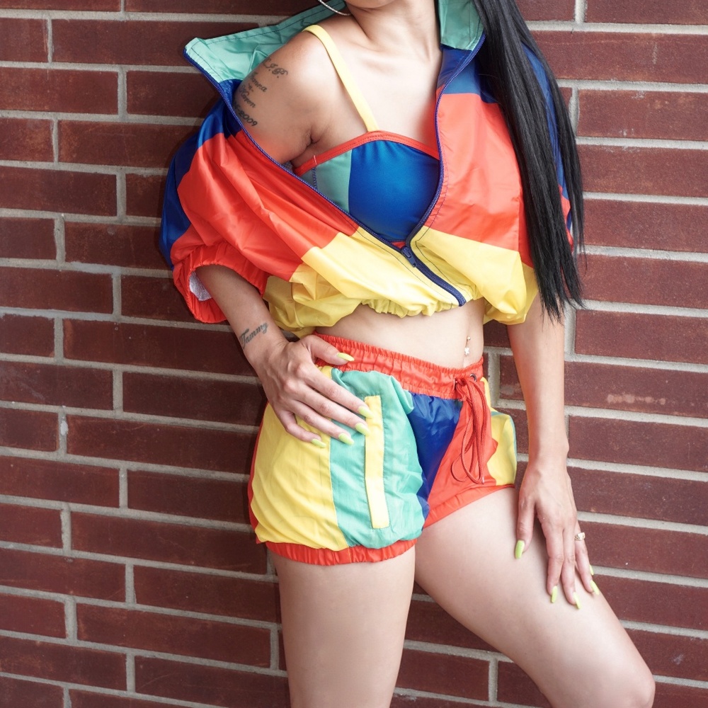 Retro Windbreaker short set